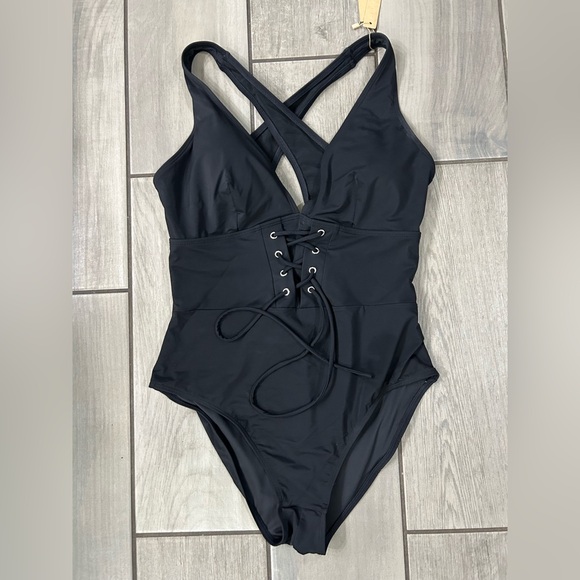 SHAPELLX Women's Slimming Swimwear Push Up V Neck Tummy Control Swim Suit - Picture 7 of 10